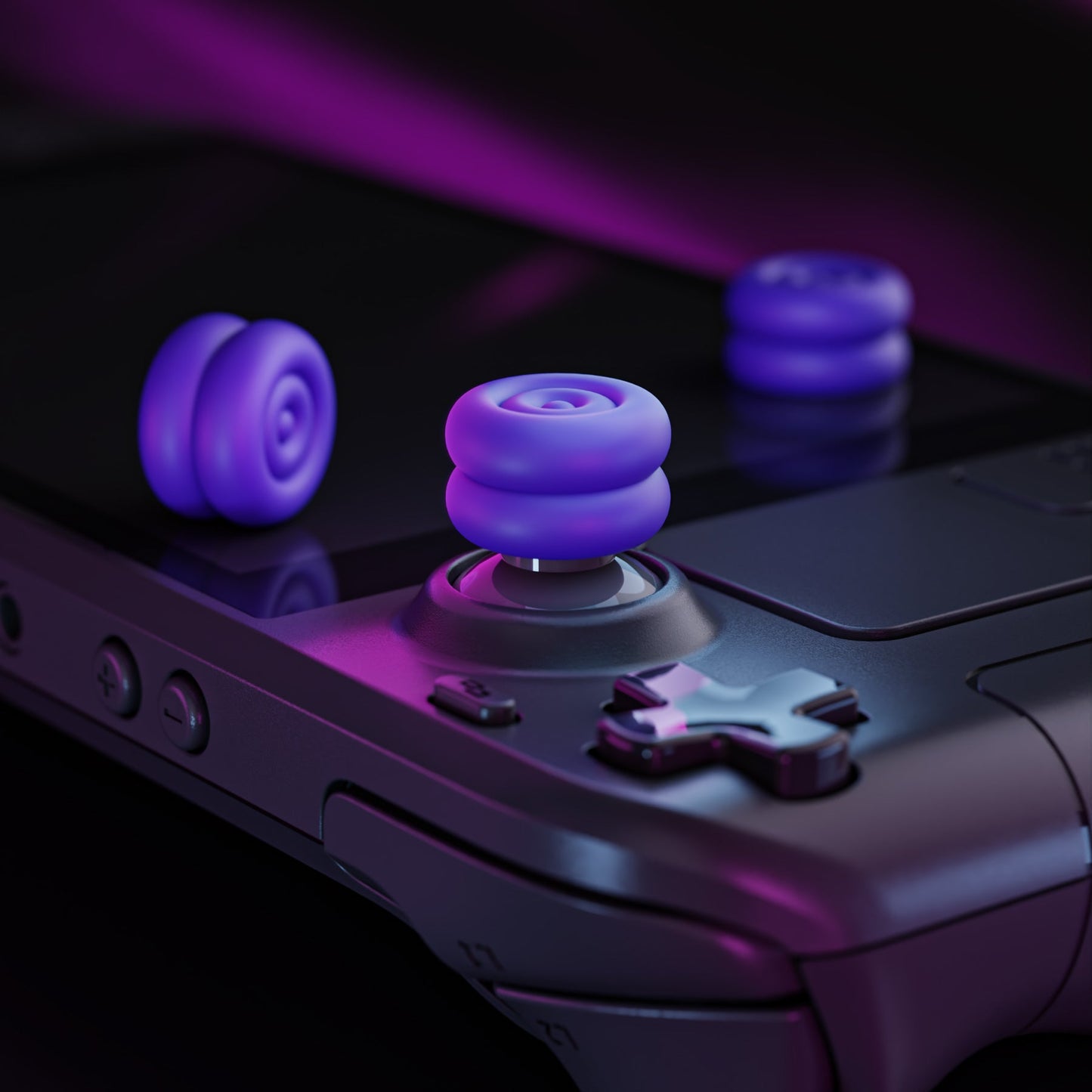 PlayVital Thumb Cushion Caps Thumb Grips for Steam Deck LCD & OLED (4-Pack), Height-Boost Joystick Cover with Anti-Slip Texture for Steam Deck Accessories, Joystick Protection - Purple PlayVital