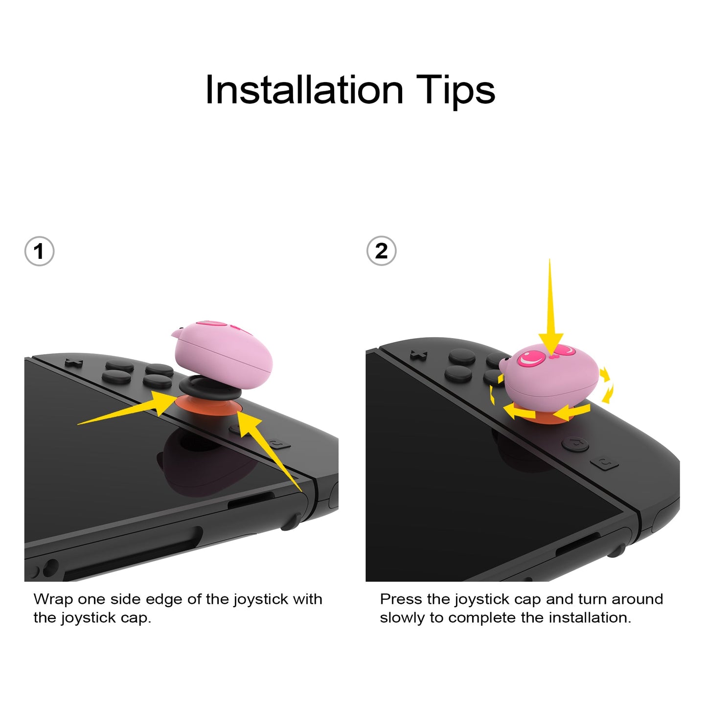 PlayVital Thumbs Cushion Caps Thumb Grips (4-Pack) for Switch 2, Anti-Fatigue Design Kawaii Silicone Joystick Grip Cover for Nintendo Switch 2 Joycon - PP & VV The Kitten PlayVital