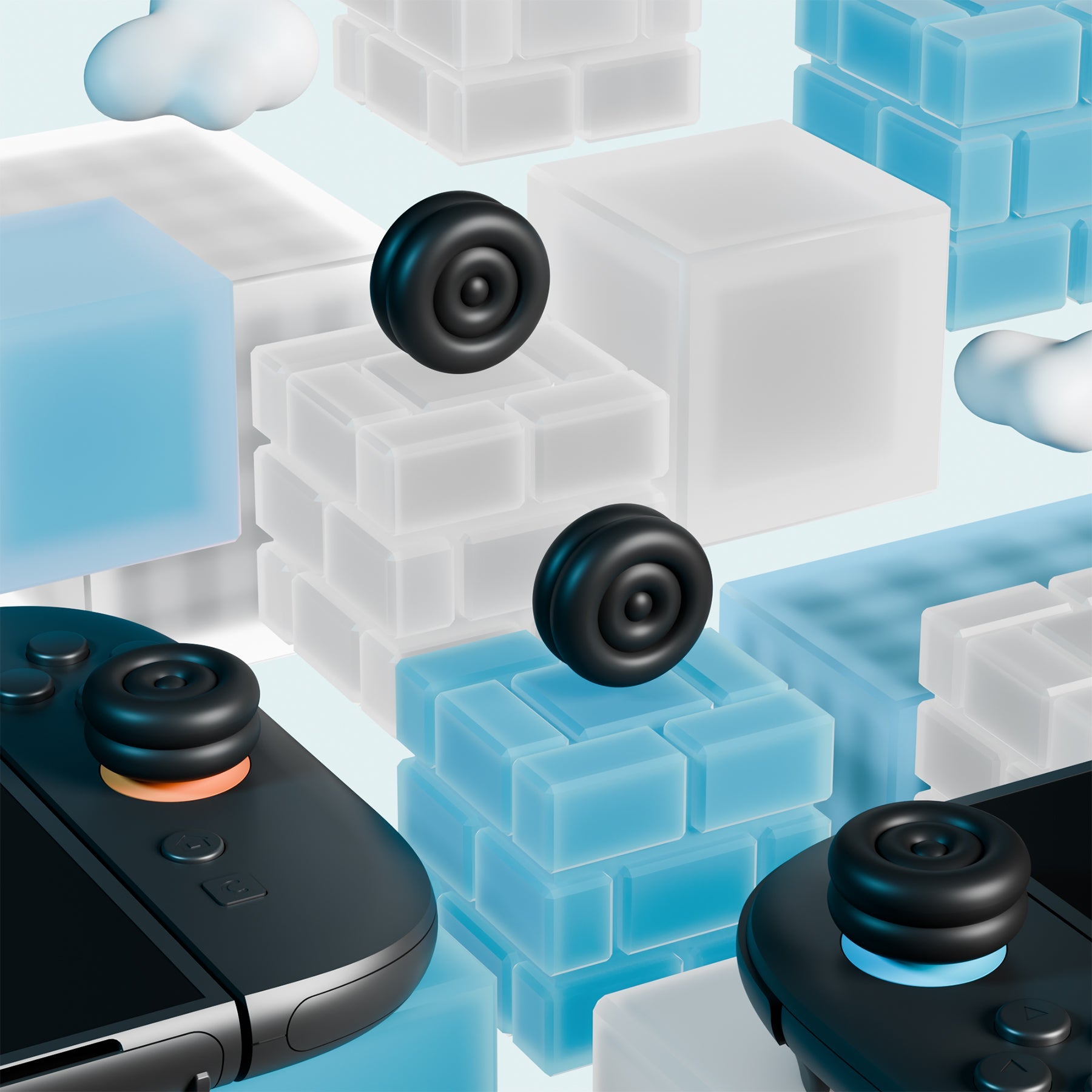 PlayVital Thumbs Cushion Grips Caps for Nintendo Switch 2 (2025), Joystick Caps for Joycon 2 - Black PlayVital