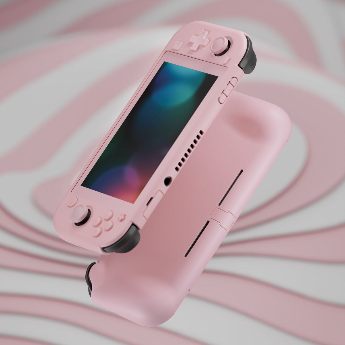 PlayVital Twilight Hard Protective Case with Screen Protector & Thumb Grips & Silicone Button Cover for Nintendo Switch Lite - Cherry Blossoms Pink PlayVital