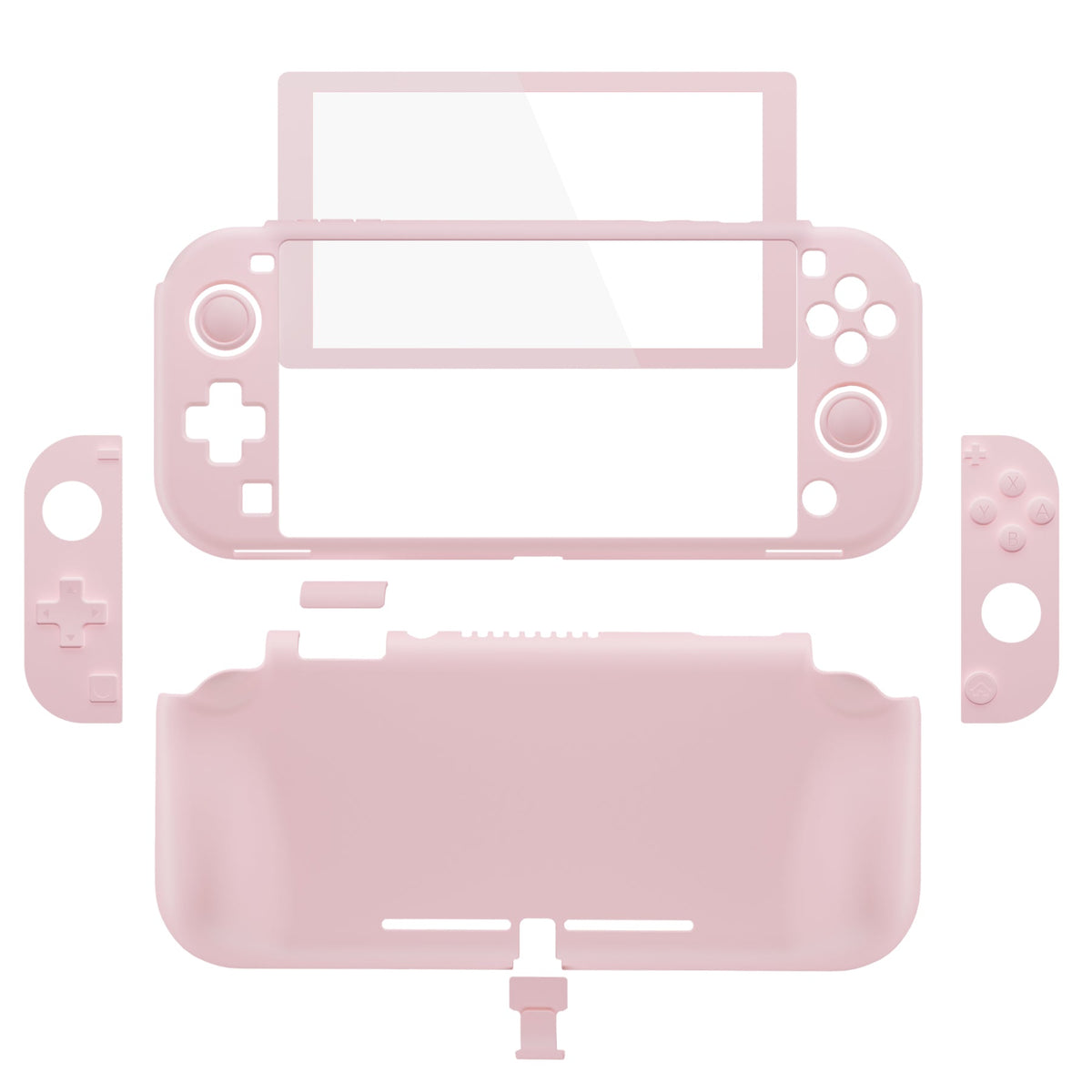 PlayVital Twilight Hard Protective Case with Screen Protector & Thumb Grips & Silicone Button Cover for Nintendo Switch Lite - Cherry Blossoms Pink PlayVital