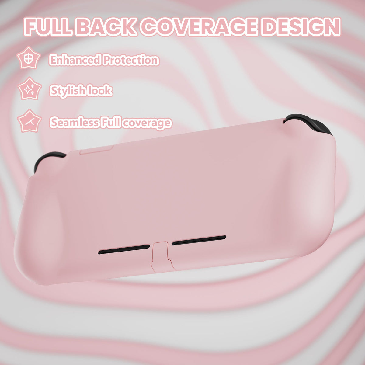 PlayVital Twilight Hard Protective Case with Screen Protector & Thumb Grips & Silicone Button Cover for Nintendo Switch Lite - Cherry Blossoms Pink PlayVital