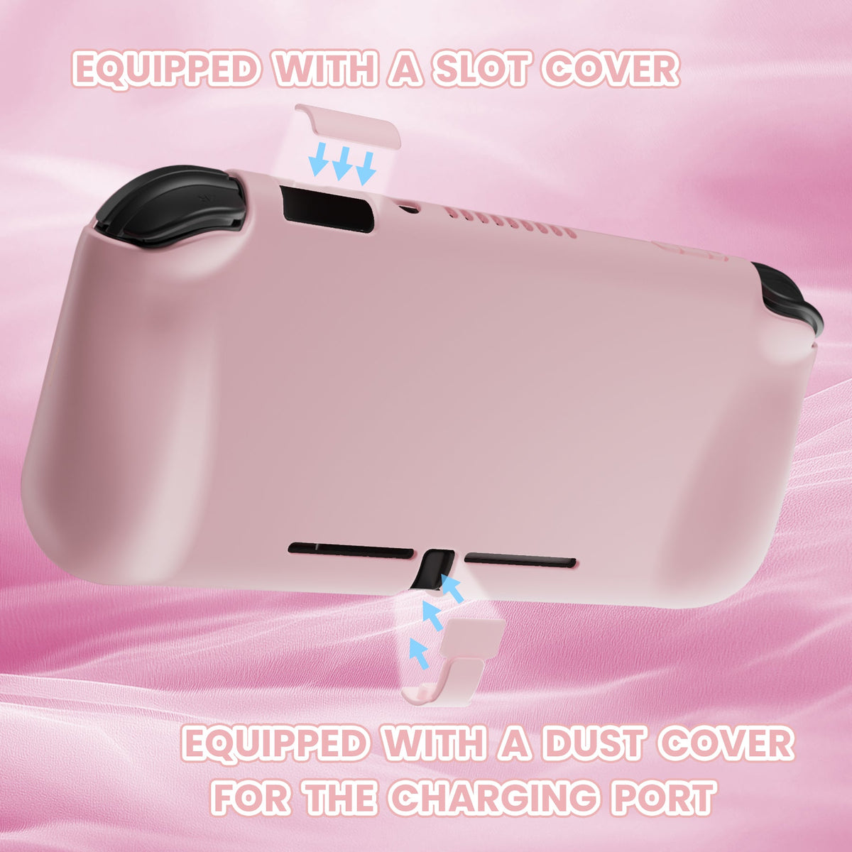 PlayVital Twilight Hard Protective Case with Screen Protector & Thumb Grips & Silicone Button Cover for Nintendo Switch Lite - Cherry Blossoms Pink PlayVital
