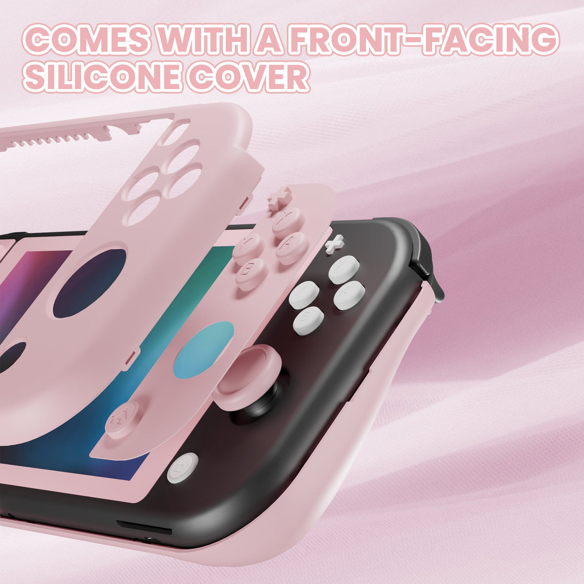 PlayVital Twilight Hard Protective Case with Screen Protector & Thumb Grips & Silicone Button Cover for Nintendo Switch Lite - Cherry Blossoms Pink PlayVital