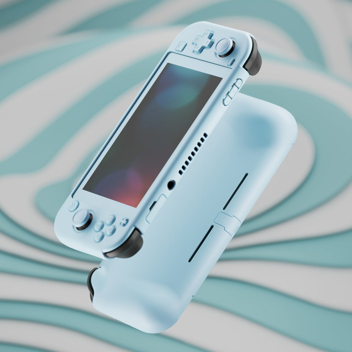 PlayVital Twilight Hard Protective Case with Screen Protector & Thumb Grips & Silicone Button Cover for Nintendo Switch Lite - Heaven Blue PlayVital