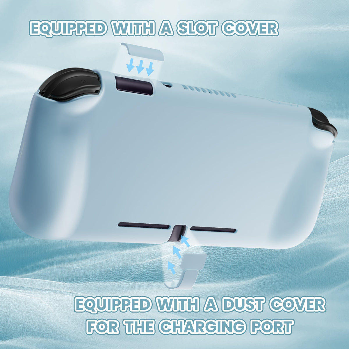 PlayVital Twilight Hard Protective Case with Screen Protector & Thumb Grips & Silicone Button Cover for Nintendo Switch Lite - Heaven Blue PlayVital