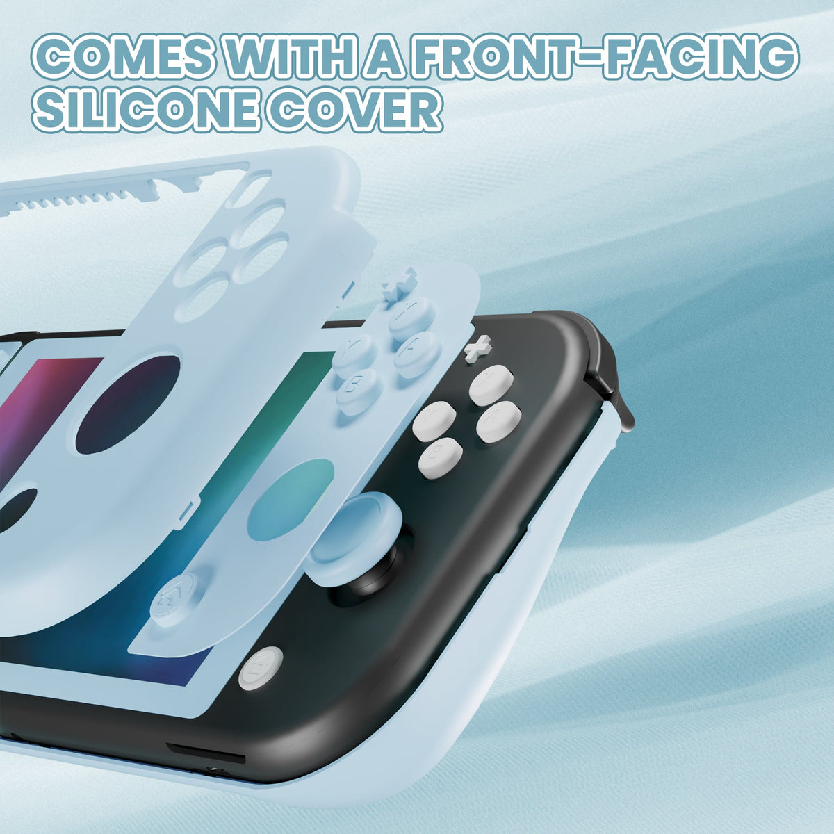 PlayVital Twilight Hard Protective Case with Screen Protector & Thumb Grips & Silicone Button Cover for Nintendo Switch Lite - Heaven Blue PlayVital