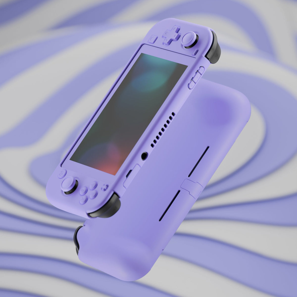 PlayVital Twilight Hard Protective Case with Screen Protector & Thumb Grips & Silicone Button Cover for Nintendo Switch Lite - Light Violet PlayVital