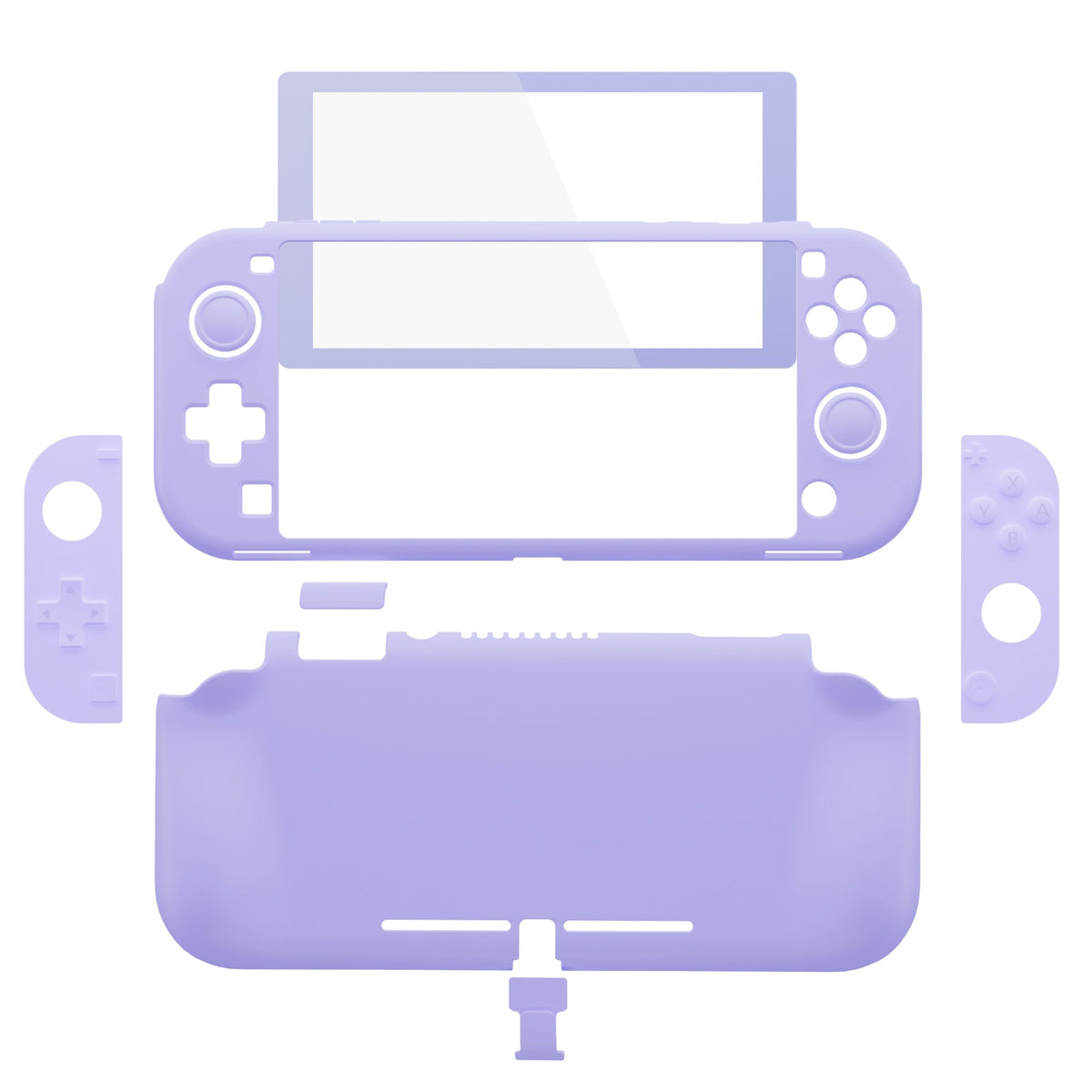 PlayVital Twilight Hard Protective Case with Screen Protector & Thumb Grips & Silicone Button Cover for Nintendo Switch Lite - Light Violet PlayVital