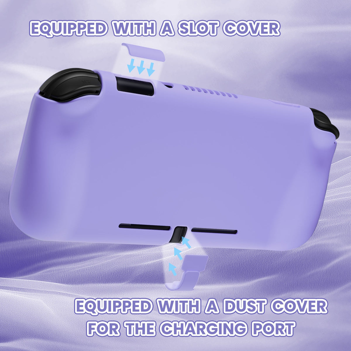 PlayVital Twilight Hard Protective Case with Screen Protector & Thumb Grips & Silicone Button Cover for Nintendo Switch Lite - Light Violet PlayVital