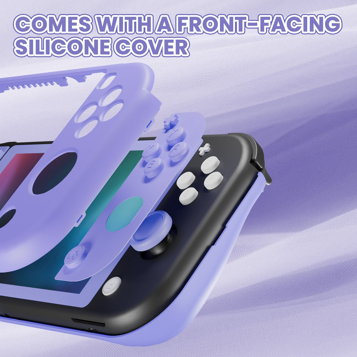 PlayVital Twilight Hard Protective Case with Screen Protector & Thumb Grips & Silicone Button Cover for Nintendo Switch Lite - Light Violet PlayVital