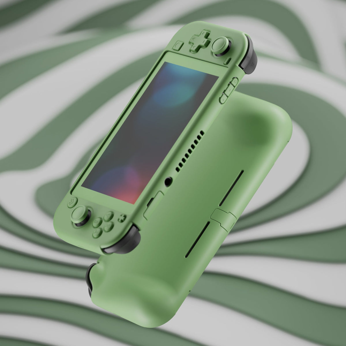 PlayVital Twilight Hard Protective Case with Screen Protector & Thumb Grips & Silicone Button Cover for Nintendo Switch Lite - Matcha Green PlayVital