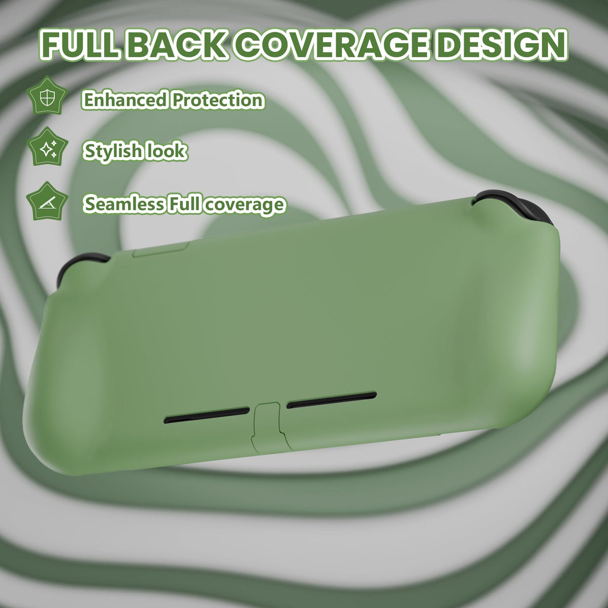 PlayVital Twilight Hard Protective Case with Screen Protector & Thumb Grips & Silicone Button Cover for Nintendo Switch Lite - Matcha Green PlayVital