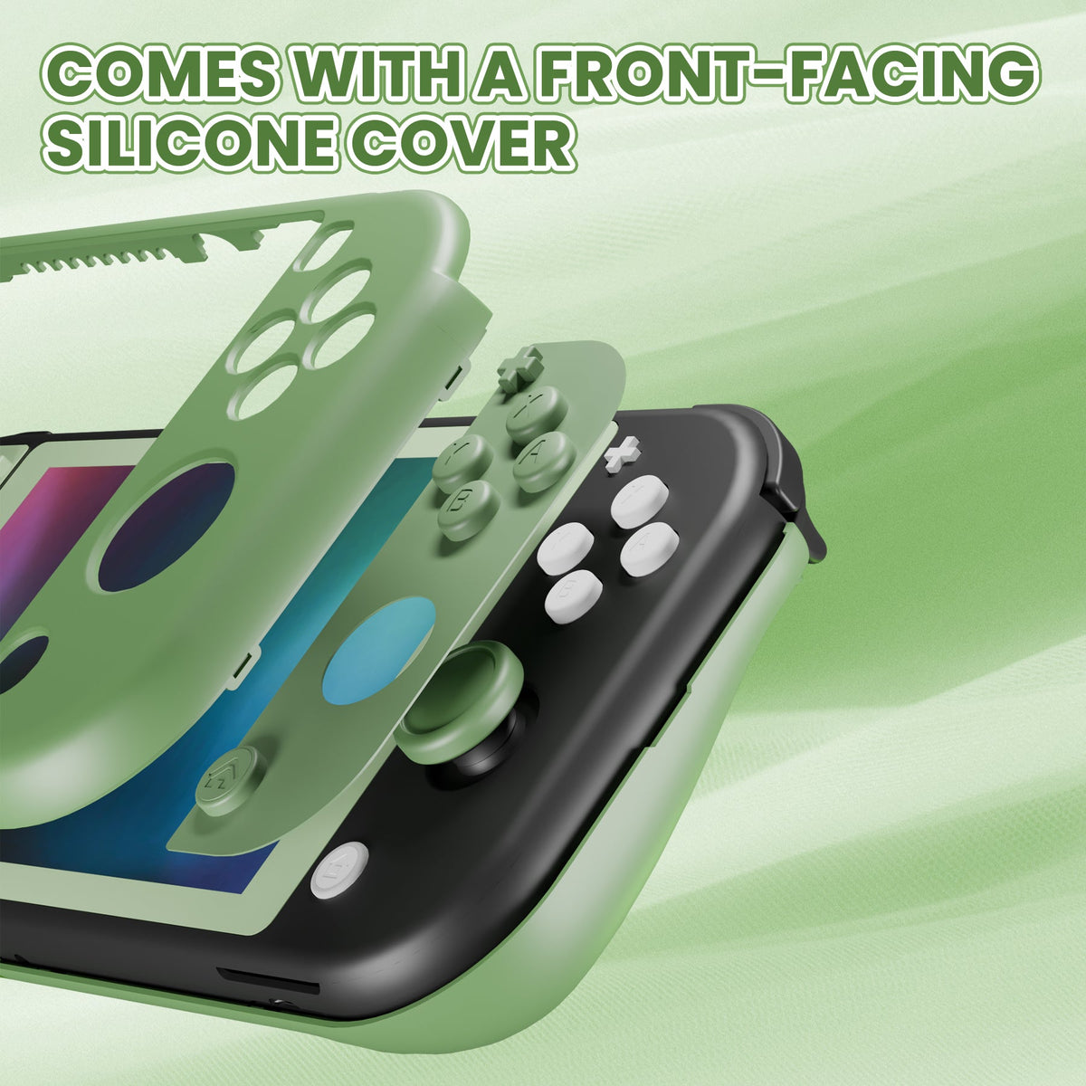 PlayVital Twilight Hard Protective Case with Screen Protector & Thumb Grips & Silicone Button Cover for Nintendo Switch Lite - Matcha Green PlayVital