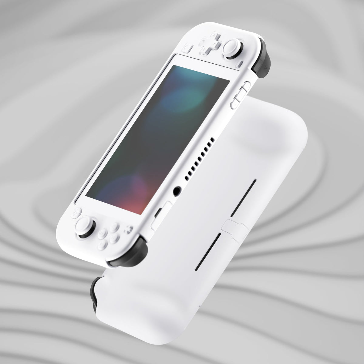PlayVital Twilight Hard Protective Case with Screen Protector & Thumb Grips & Silicone Button Cover for Nintendo Switch Lite - White PlayVital