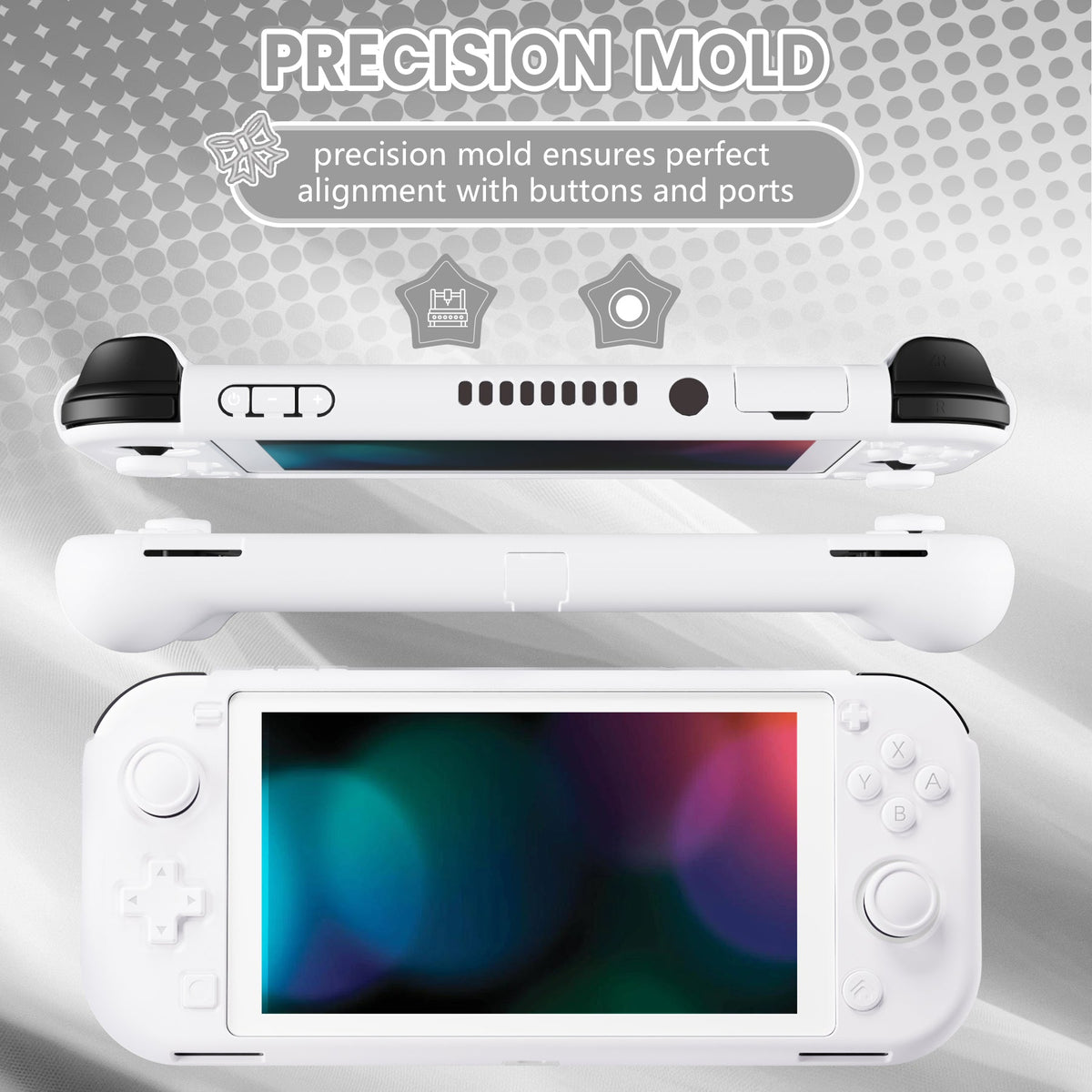 PlayVital Twilight Hard Protective Case with Screen Protector & Thumb Grips & Silicone Button Cover for Nintendo Switch Lite - White PlayVital
