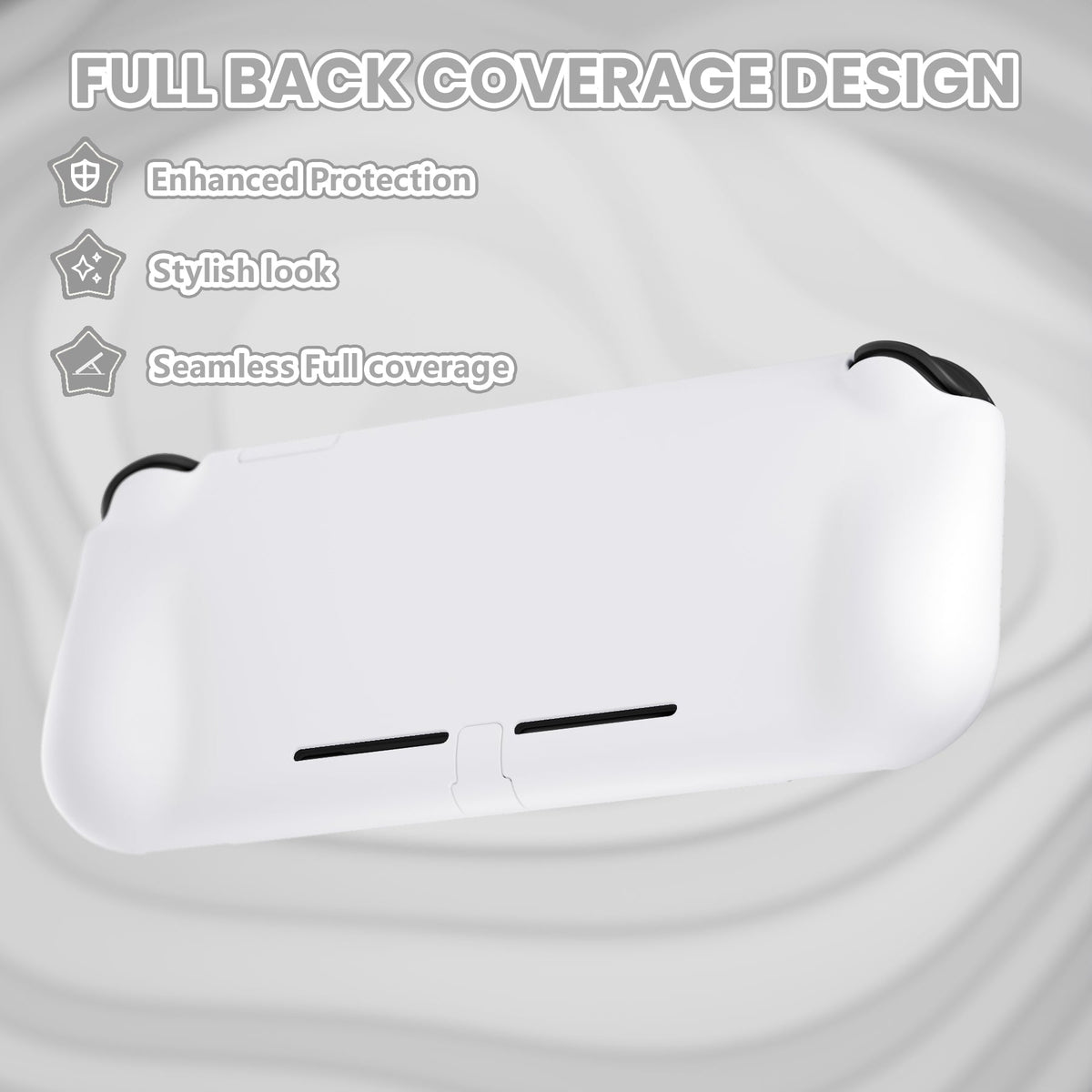 PlayVital Twilight Hard Protective Case with Screen Protector & Thumb Grips & Silicone Button Cover for Nintendo Switch Lite - White PlayVital
