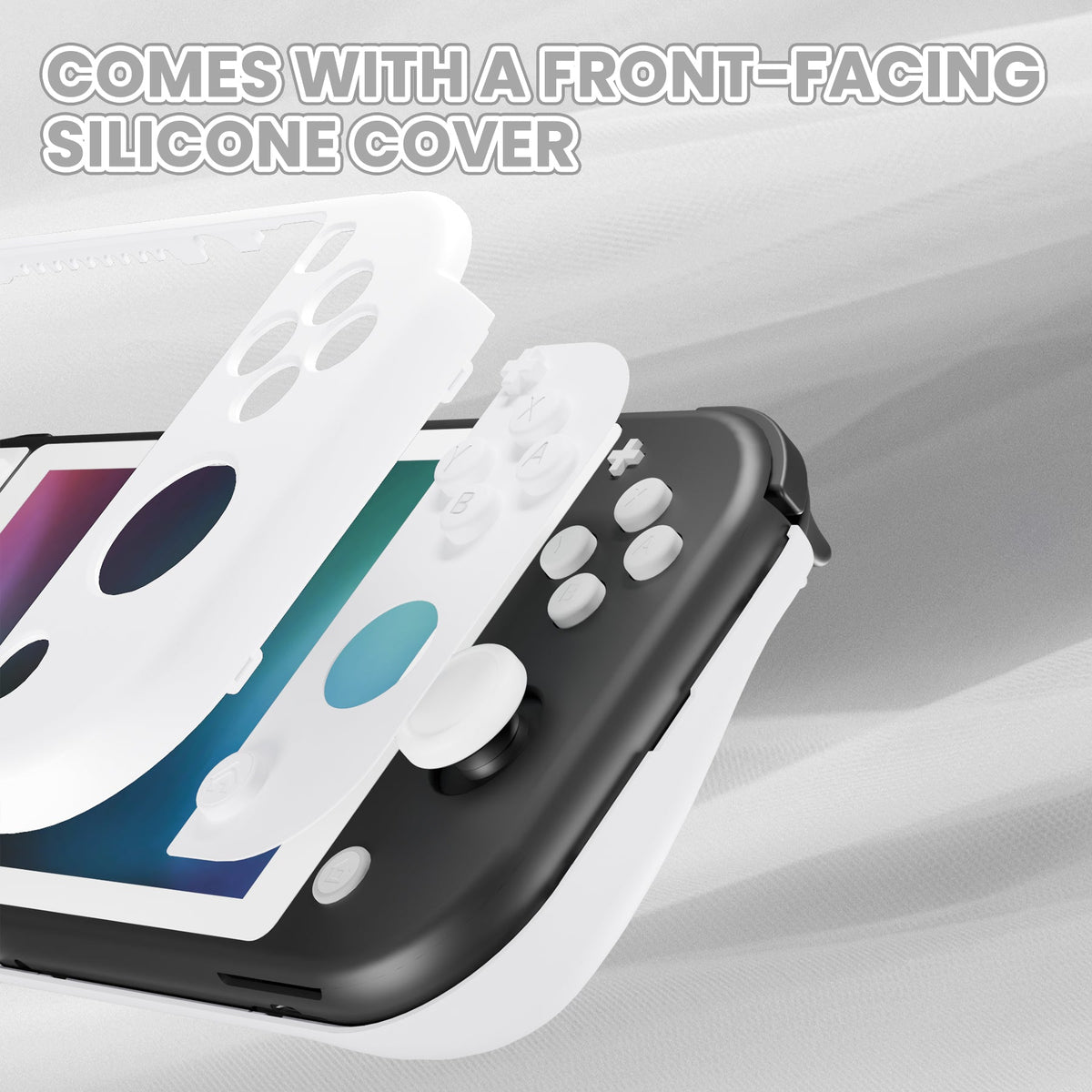 PlayVital Twilight Hard Protective Case with Screen Protector & Thumb Grips & Silicone Button Cover for Nintendo Switch Lite - White PlayVital