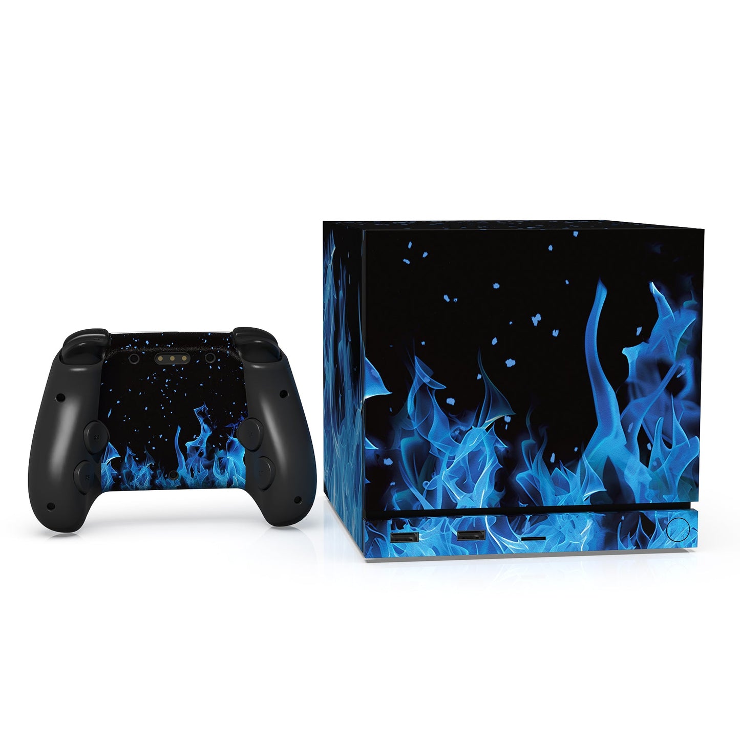 PlayVital Vinyl Skin Set for Steam Machine Console & Steam Controller (2026), Protective Decal Wrap - Blue Flame PlayVital