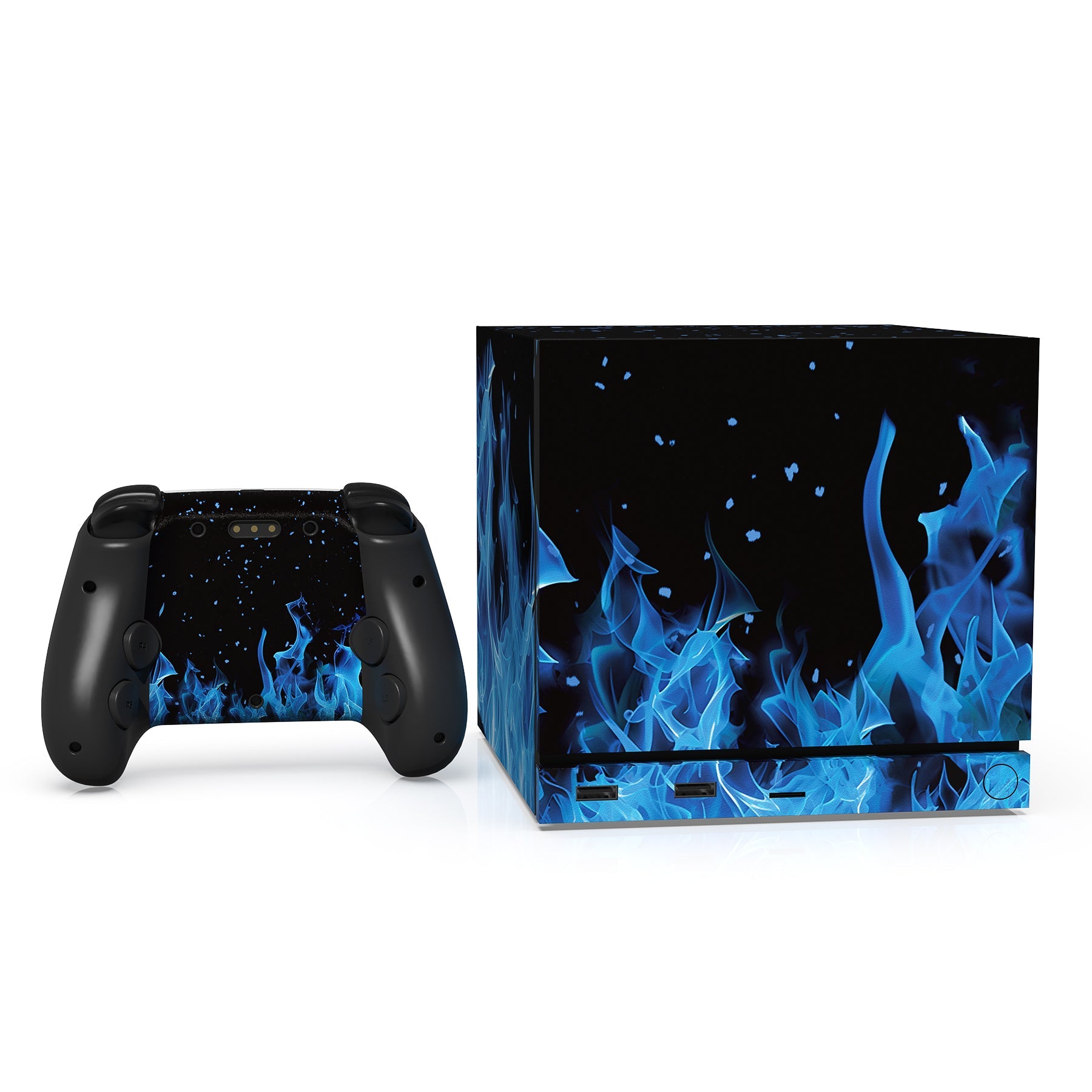 PlayVital Vinyl Skin Set for Steam Machine Console & Steam Controller (2026), Protective Decal Wrap - Blue Flame PlayVital