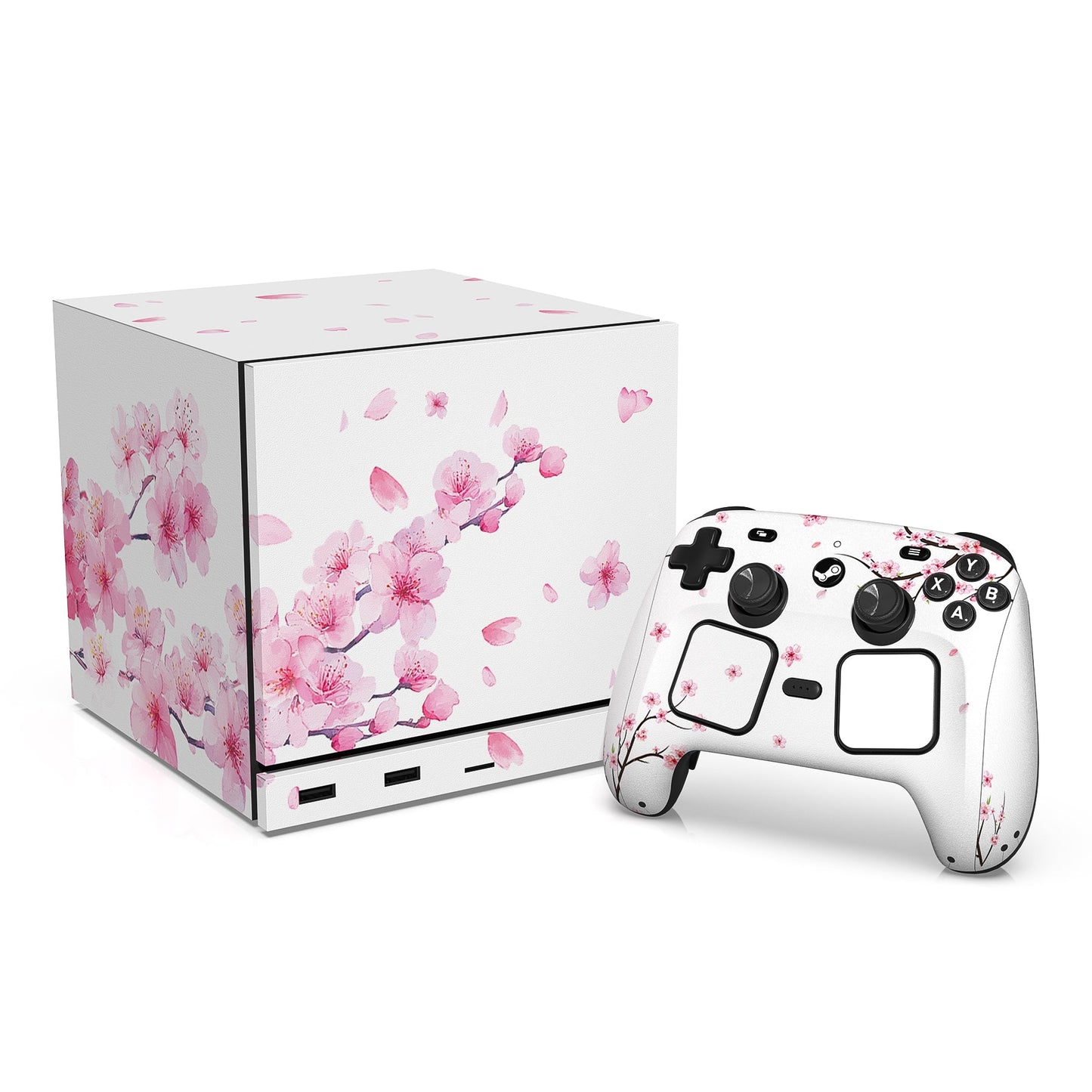 PlayVital Vinyl Skin Set for Steam Machine Console & Steam Controller (2026), Protective Decal Wrap - Cherry Blossoms Petals A PlayVital