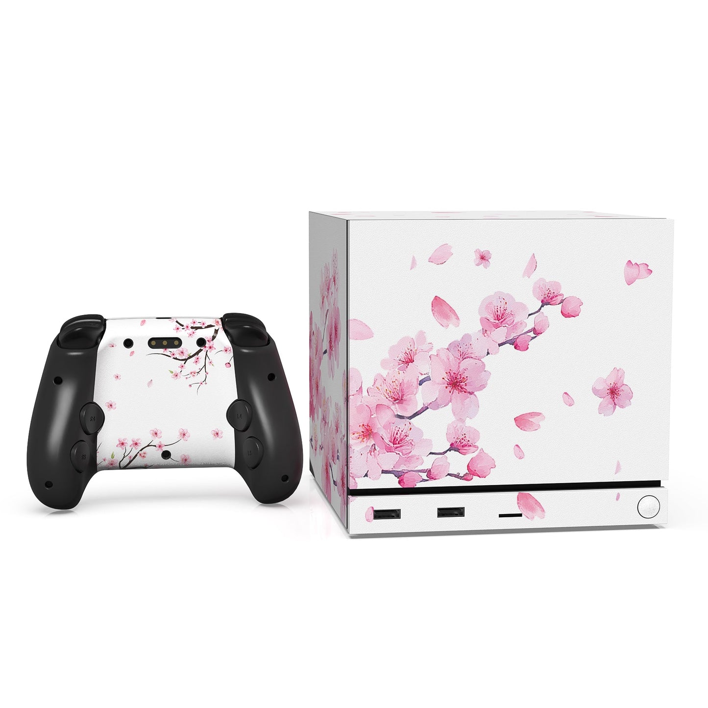 PlayVital Vinyl Skin Set for Steam Machine Console & Steam Controller (2026), Protective Decal Wrap - Cherry Blossoms Petals A PlayVital