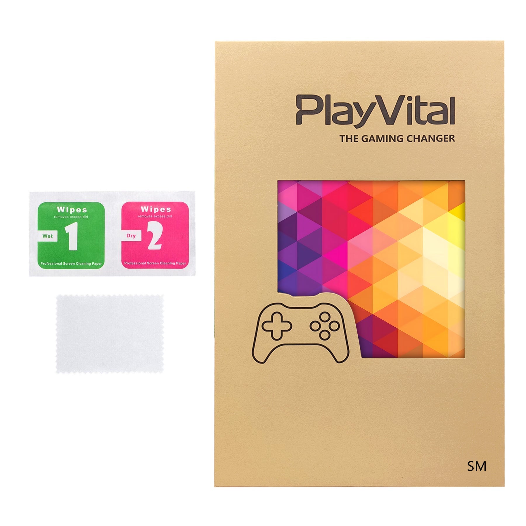 PlayVital Vinyl Skin Set for Steam Machine Console & Steam Controller (2026), Protective Decal Wrap - Colorful Triangle PlayVital