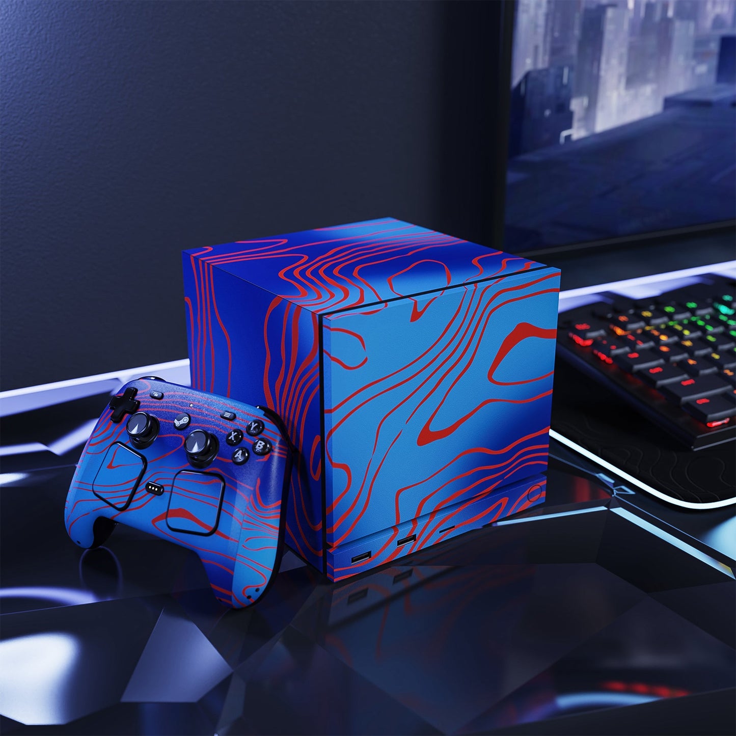 PlayVital Vinyl Skin Set for Steam Machine Console & Steam Controller (2026), Protective Decal Wrap - Damascuscamo PlayVital