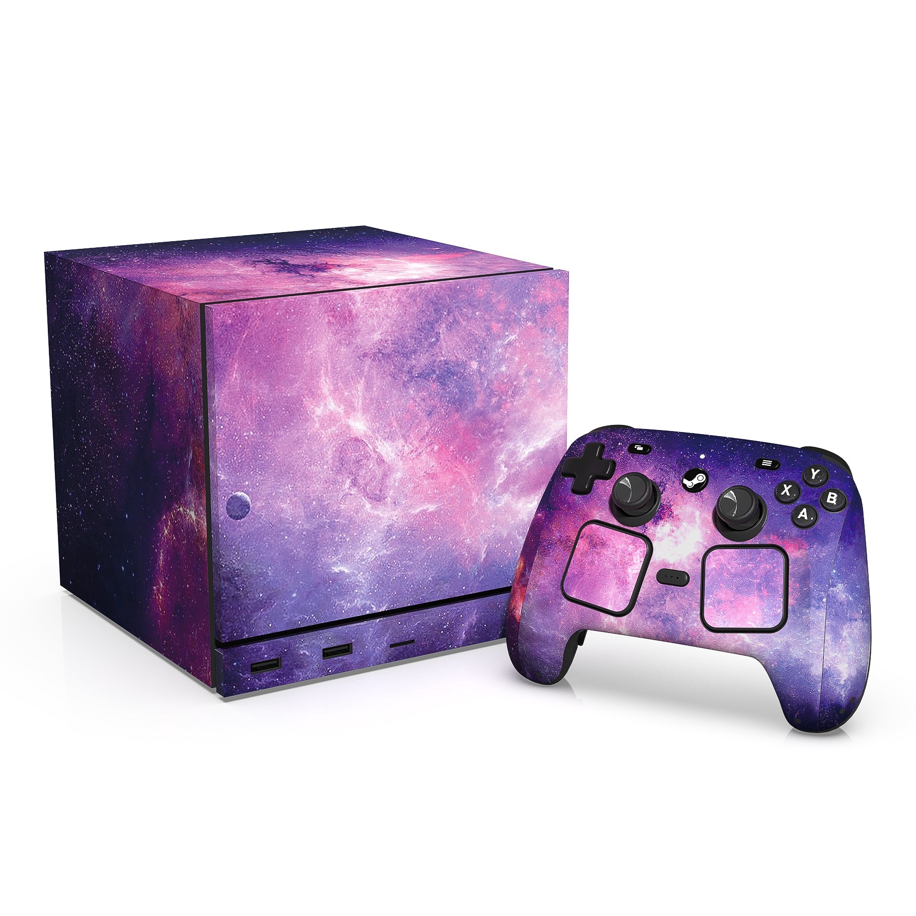 PlayVital Vinyl Skin Set for Steam Machine Console & Steam Controller (2026), Protective Decal Wrap - Nebula Galaxy PlayVital