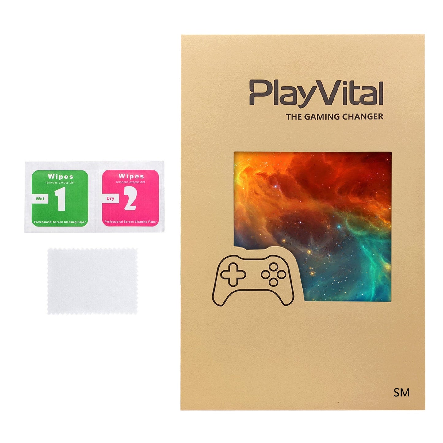 PlayVital Vinyl Skin Set for Steam Machine Console & Steam Controller (2026), Protective Decal Wrap - Orange Star Universe PlayVital