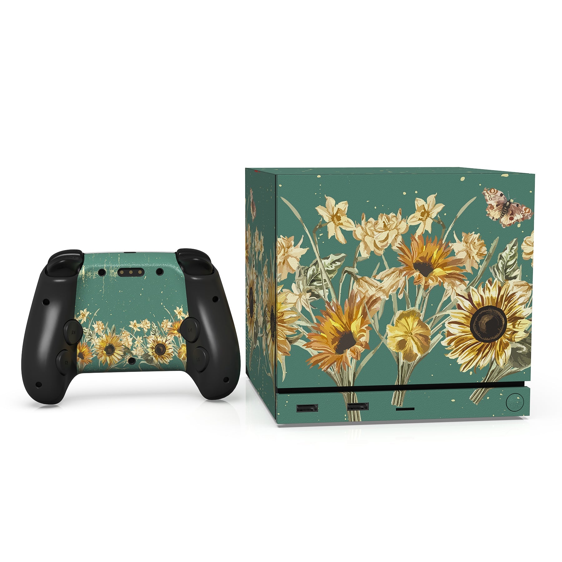 PlayVital Vinyl Skin Set for Steam Machine Console & Steam Controller (2026), Protective Decal Wrap - Sunflowers PlayVital