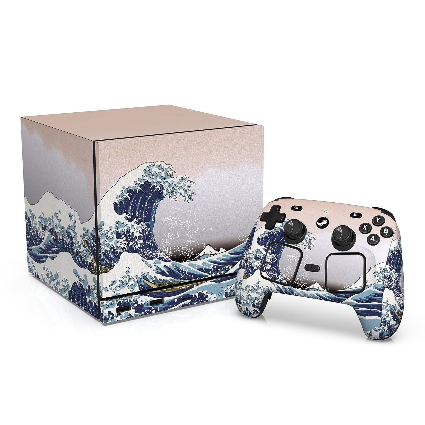 PlayVital Vinyl Skin Set for Steam Machine Console & Steam Controller (2026), Protective Decal Wrap - The Great Wave PlayVital