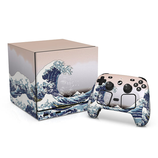 PlayVital Vinyl Skin Set for Steam Machine Console & Steam Controller (2026), Protective Decal Wrap - The Great Wave PlayVital