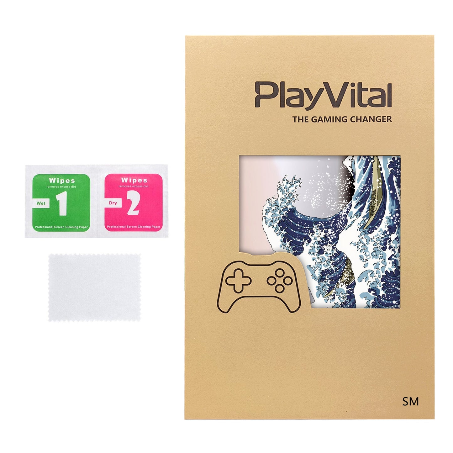 PlayVital Vinyl Skin Set for Steam Machine Console & Steam Controller (2026), Protective Decal Wrap - The Great Wave PlayVital
