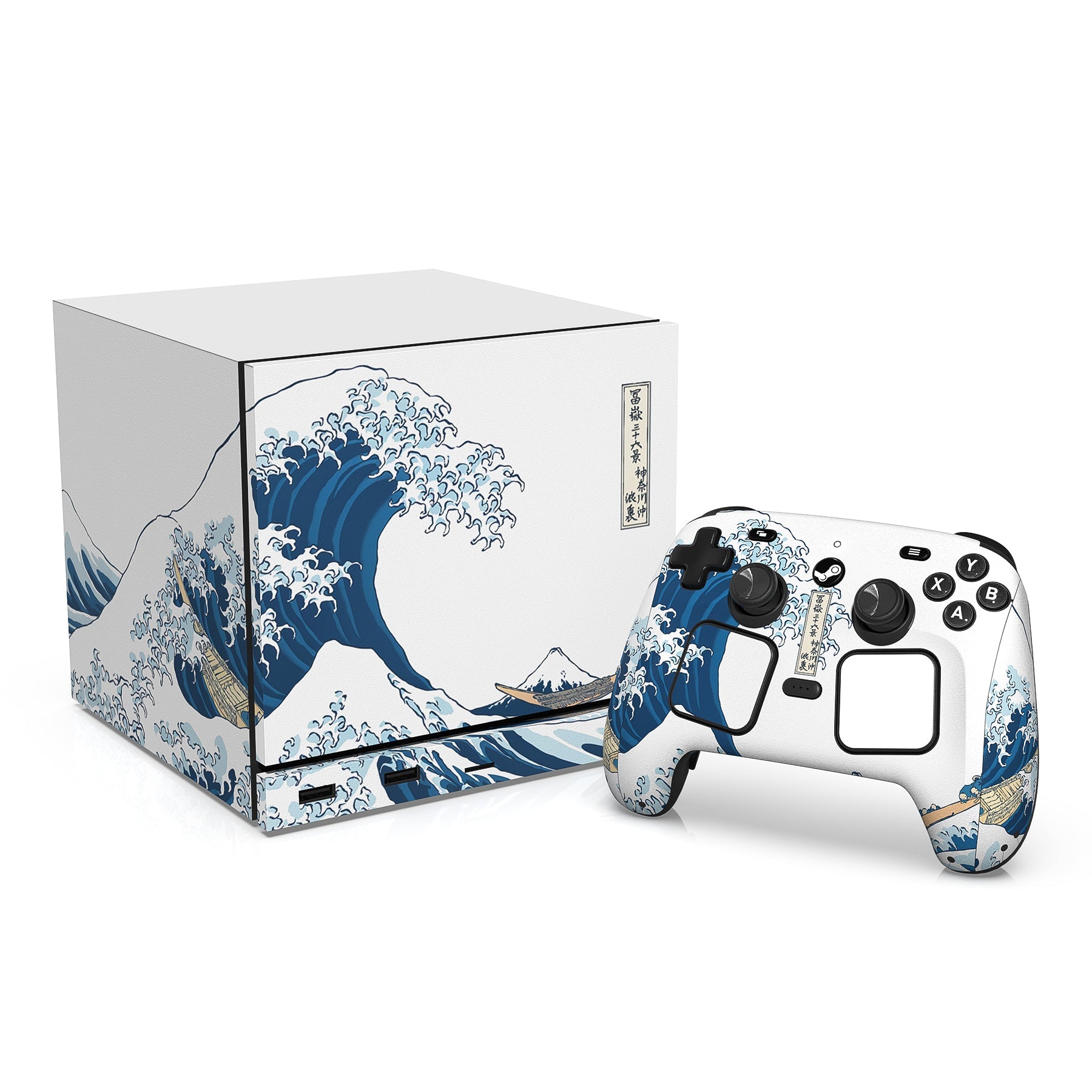 PlayVital Vinyl Skin Set for Steam Machine Console & Steam Controller (2026), Protective Decal Wrap - The Great Wave off Kanagawa PlayVital