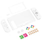 PlayVital ZealProtect Soft TPU Slim Protective Case with Tempered Glass Screen Protector & Thumb Grips & ABXY Direction Button Caps for Nintendo Switch - White playvital