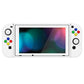 PlayVital ZealProtect Soft TPU Slim Protective Case with Tempered Glass Screen Protector & Thumb Grips & ABXY Direction Button Caps for Nintendo Switch - White playvital