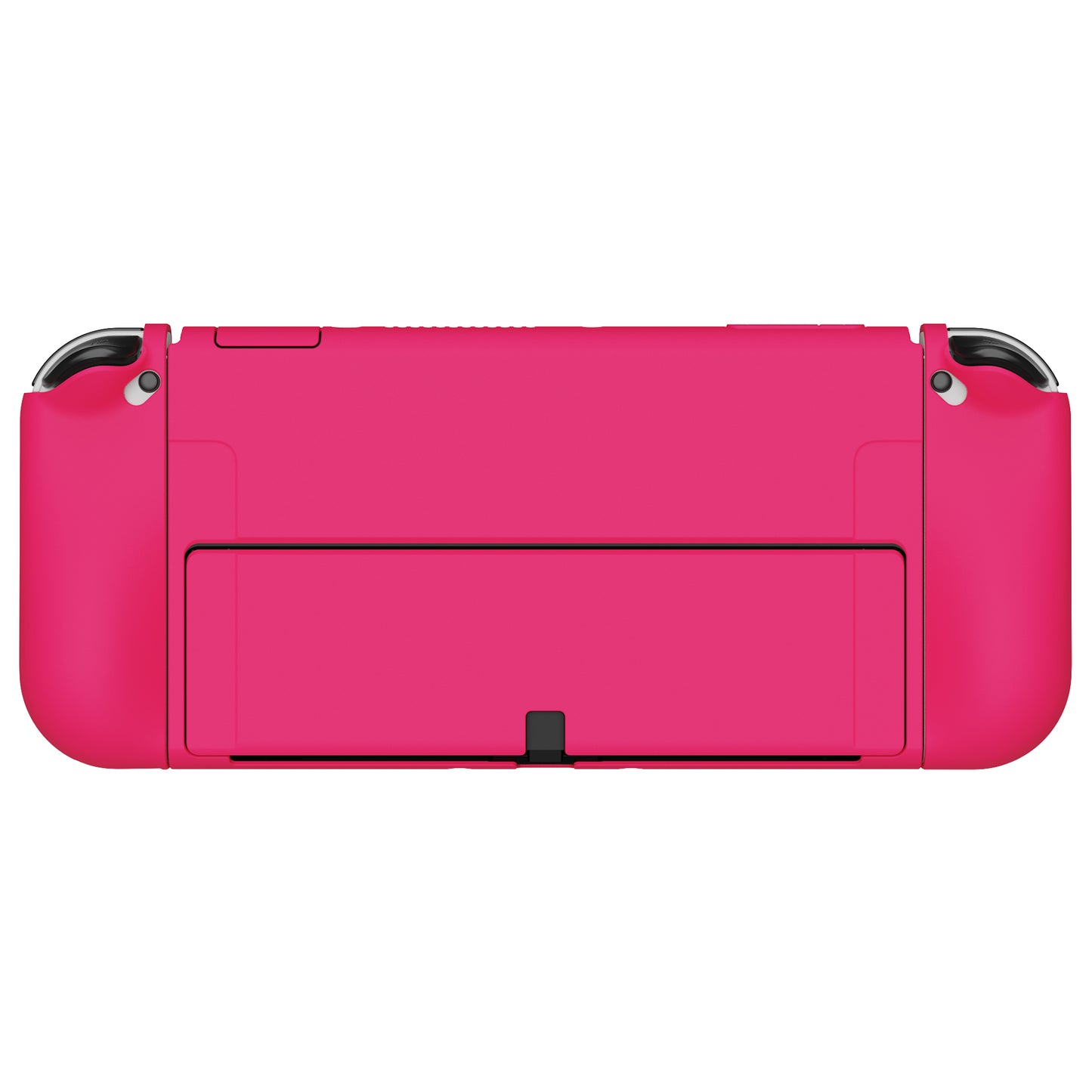 PlayVital ZealProtect Soft TPU Slim Protective Case with Thumb Grip Caps & ABXY Direction Button Caps for Nintendo Switch OLED - Bright Pink playvital