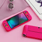 PlayVital ZealProtect Soft TPU Slim Protective Case with Thumb Grip Caps & ABXY Direction Button Caps for Nintendo Switch OLED - Bright Pink playvital