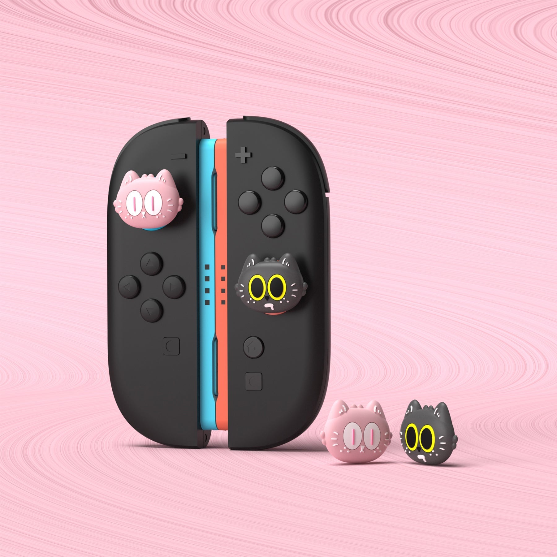 PlayVital 4 Pcs Cute Thumb Grip Caps for Nintendo Switch 2 - Moonlight Cat PlayVital