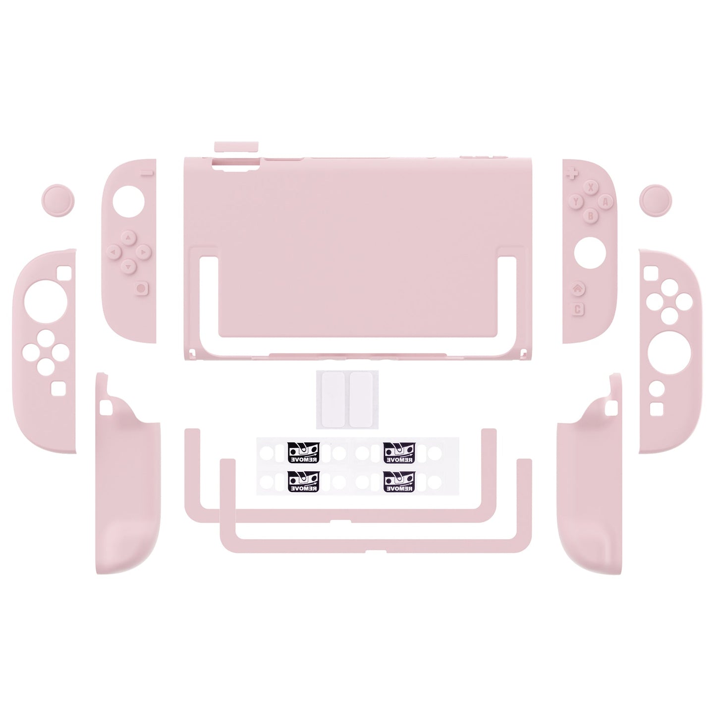 PlayVital Cute Solid-color Dockable Hard Protective Case for Nintendo Switch 2 with Thumb Grip & Sticker & Button Caps - Cherry Blossoms Pink PlayVital
