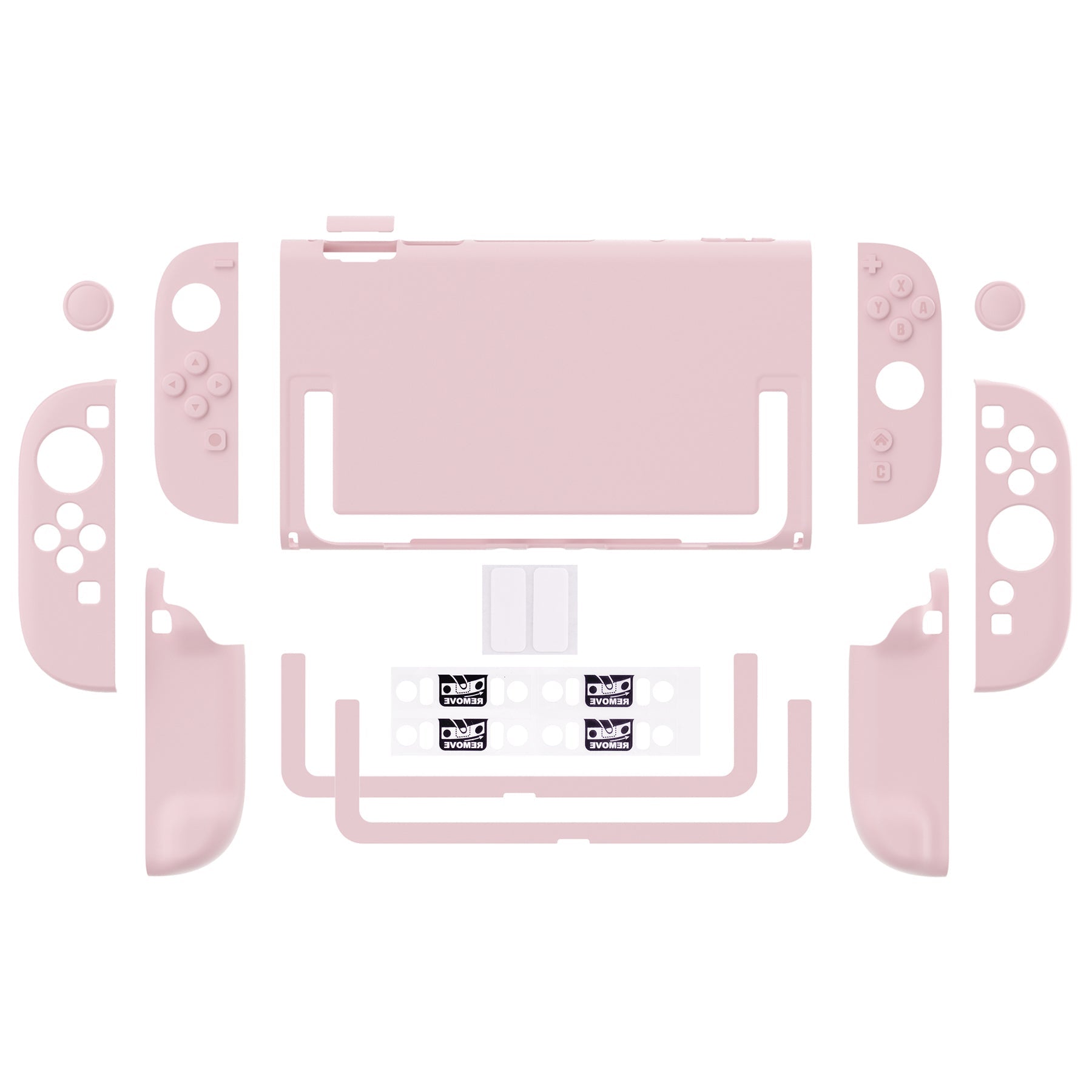 PlayVital Cute Solid-color Dockable Hard Protective Case for Nintendo Switch 2 with Thumb Grip & Sticker & Button Caps - Cherry Blossoms Pink PlayVital
