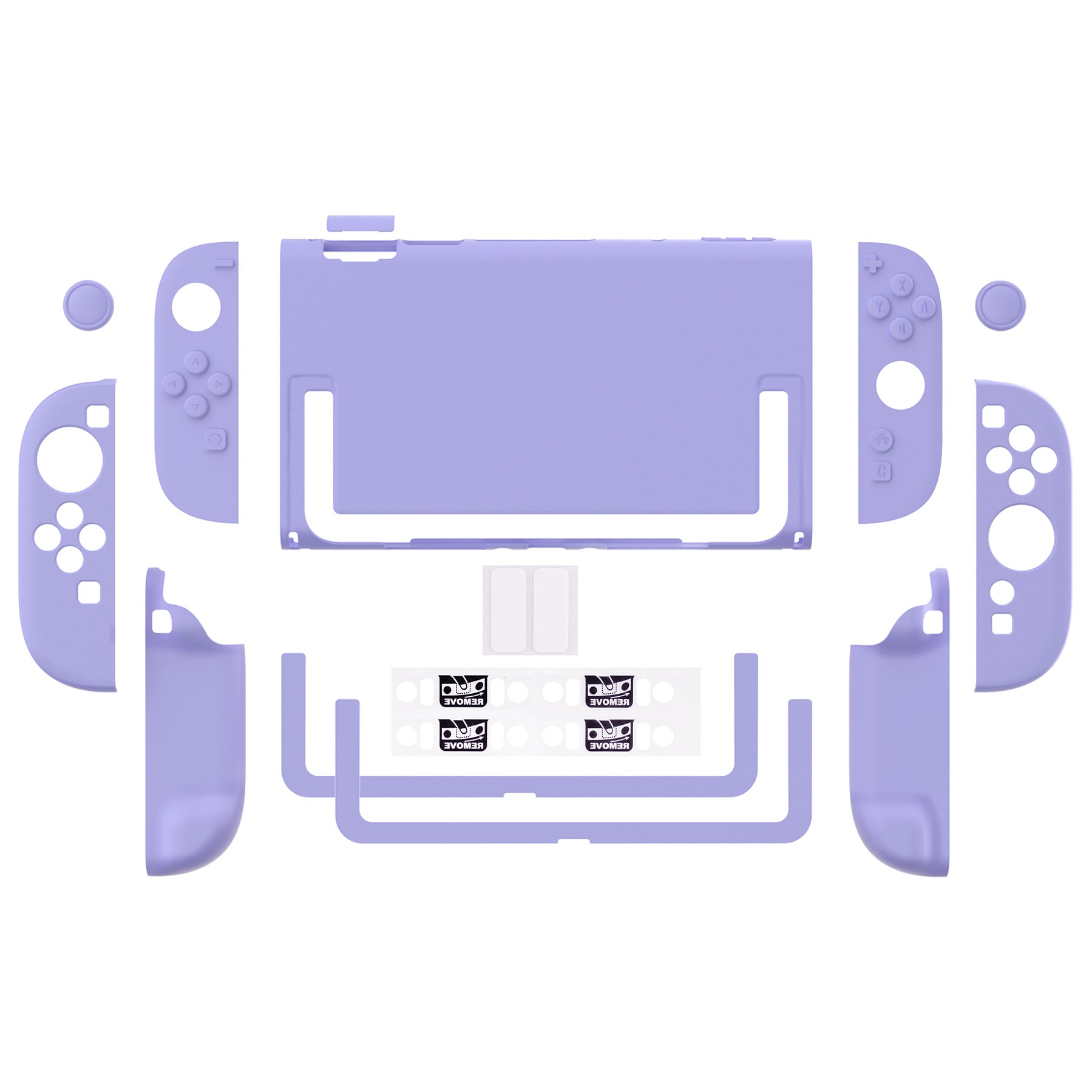 PlayVital Cute Solid-color Dockable Hard Protective Case for Nintendo Switch 2 with Thumb Grip & Sticker & Button Caps - Light Violet PlayVital
