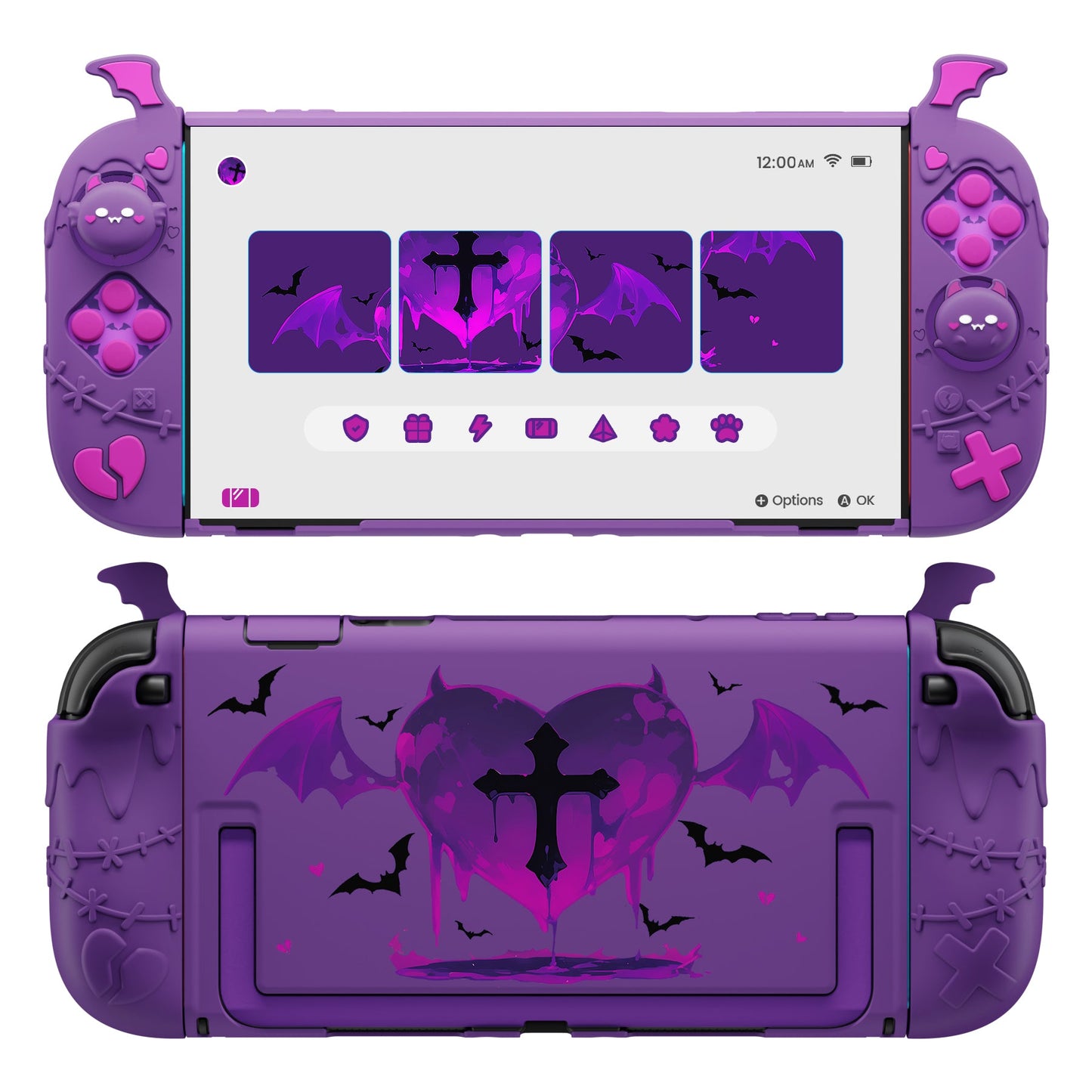PlayVital Gothic Imp Series Protective Case for Nintendo Switch 2, Kawaii Dockable Hard Case Shell for Switch 2 with Thumb Grips & Sticker - Purple PlayVital