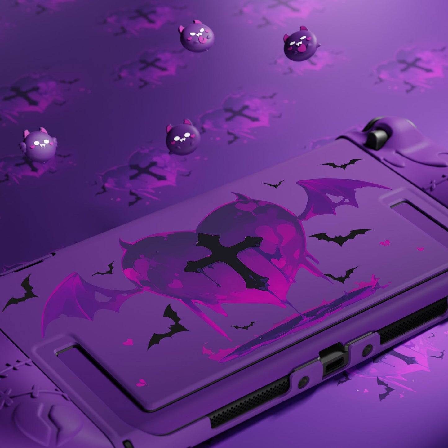 PlayVital Gothic Imp Series Protective Case for Nintendo Switch 2, Kawaii Dockable Hard Case Shell for Switch 2 with Thumb Grips & Sticker - Purple PlayVital