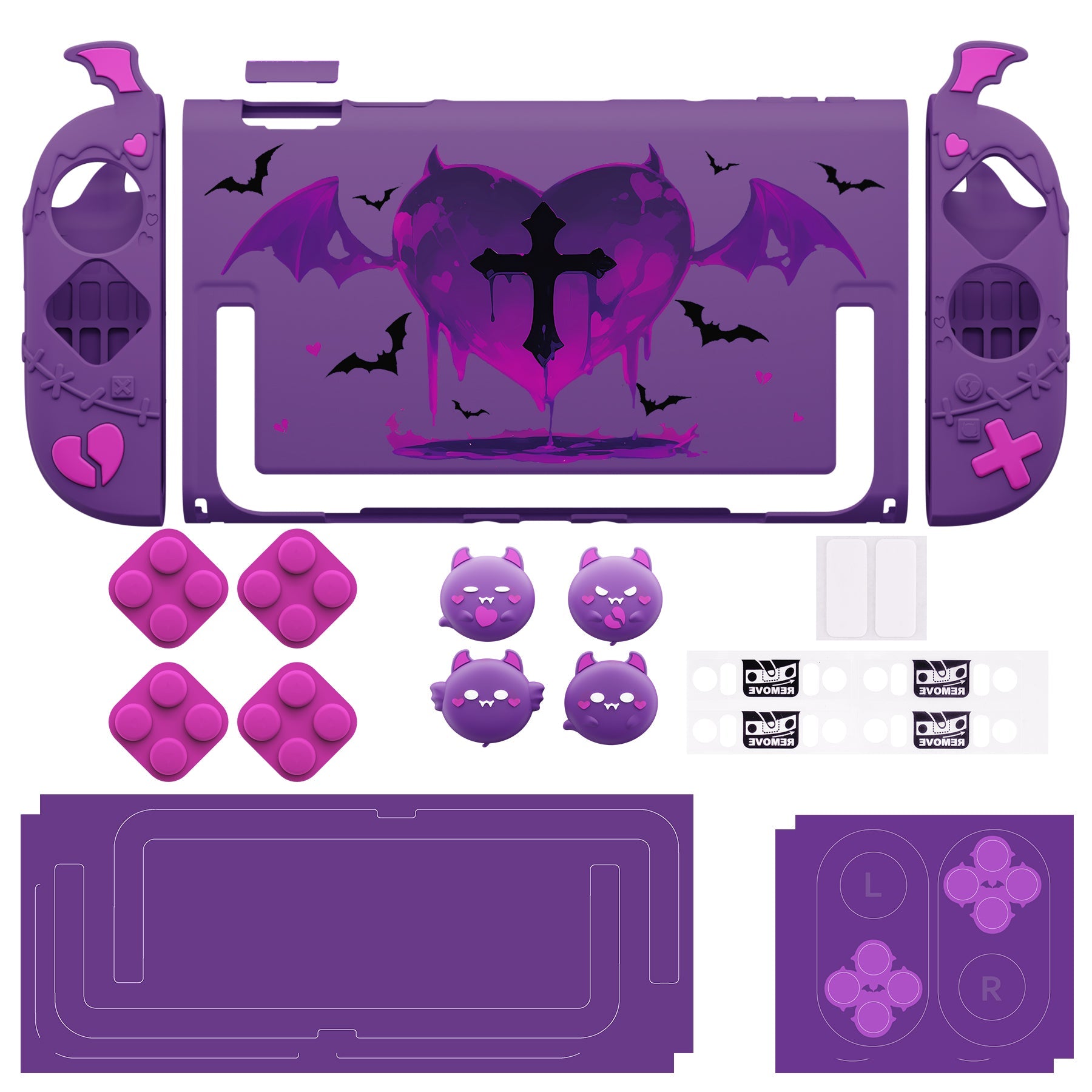 PlayVital Gothic Imp Series Protective Case for Nintendo Switch 2, Kawaii Dockable Hard Case Shell for Switch 2 with Thumb Grips & Sticker - Purple PlayVital