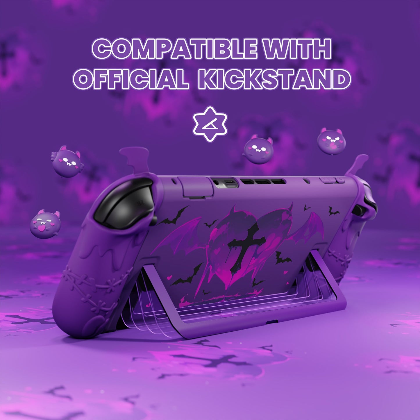 PlayVital Gothic Imp Series Protective Case for Nintendo Switch 2, Kawaii Dockable Hard Case Shell for Switch 2 with Thumb Grips & Sticker - Purple PlayVital