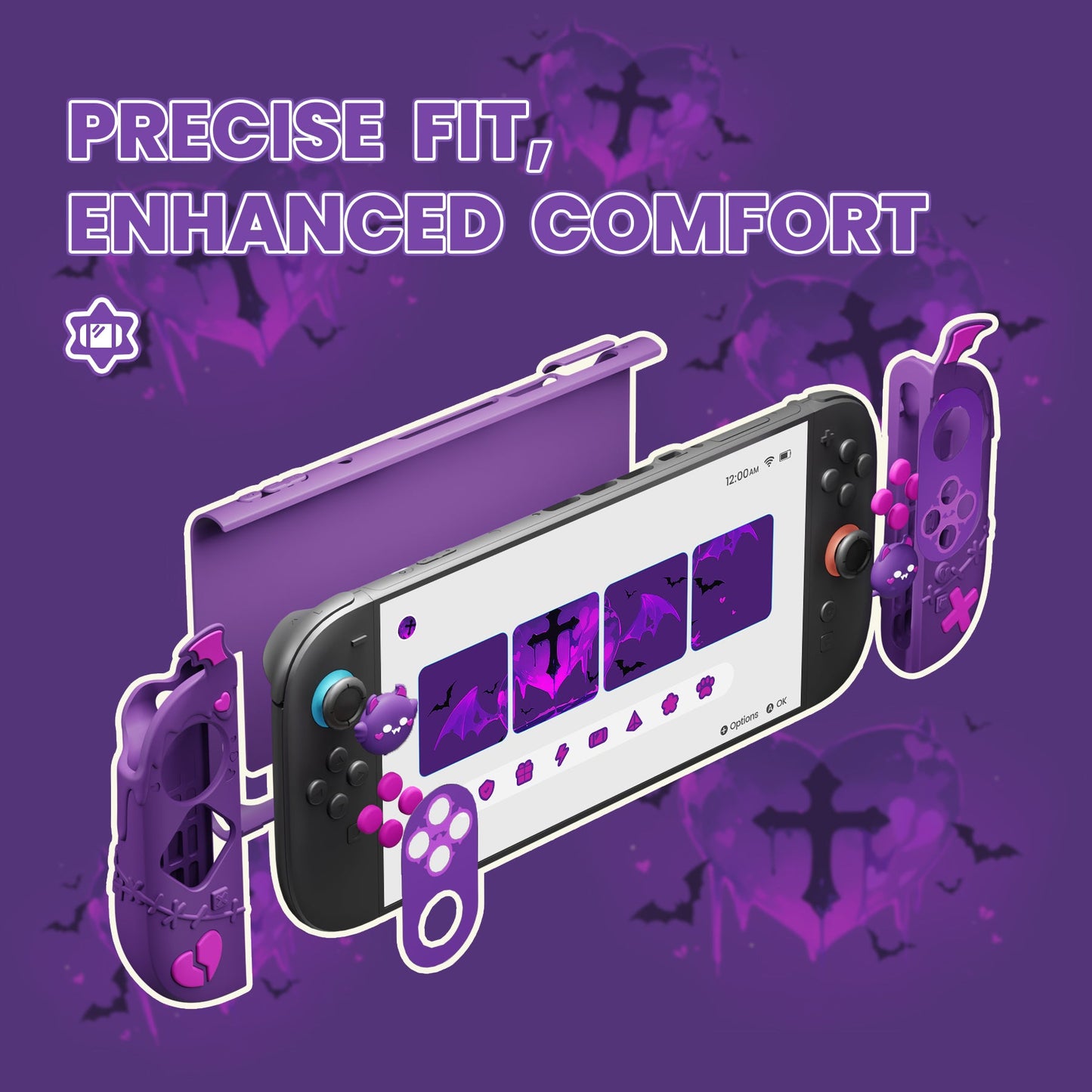 PlayVital Gothic Imp Series Protective Case for Nintendo Switch 2, Kawaii Dockable Hard Case Shell for Switch 2 with Thumb Grips & Sticker - Purple PlayVital