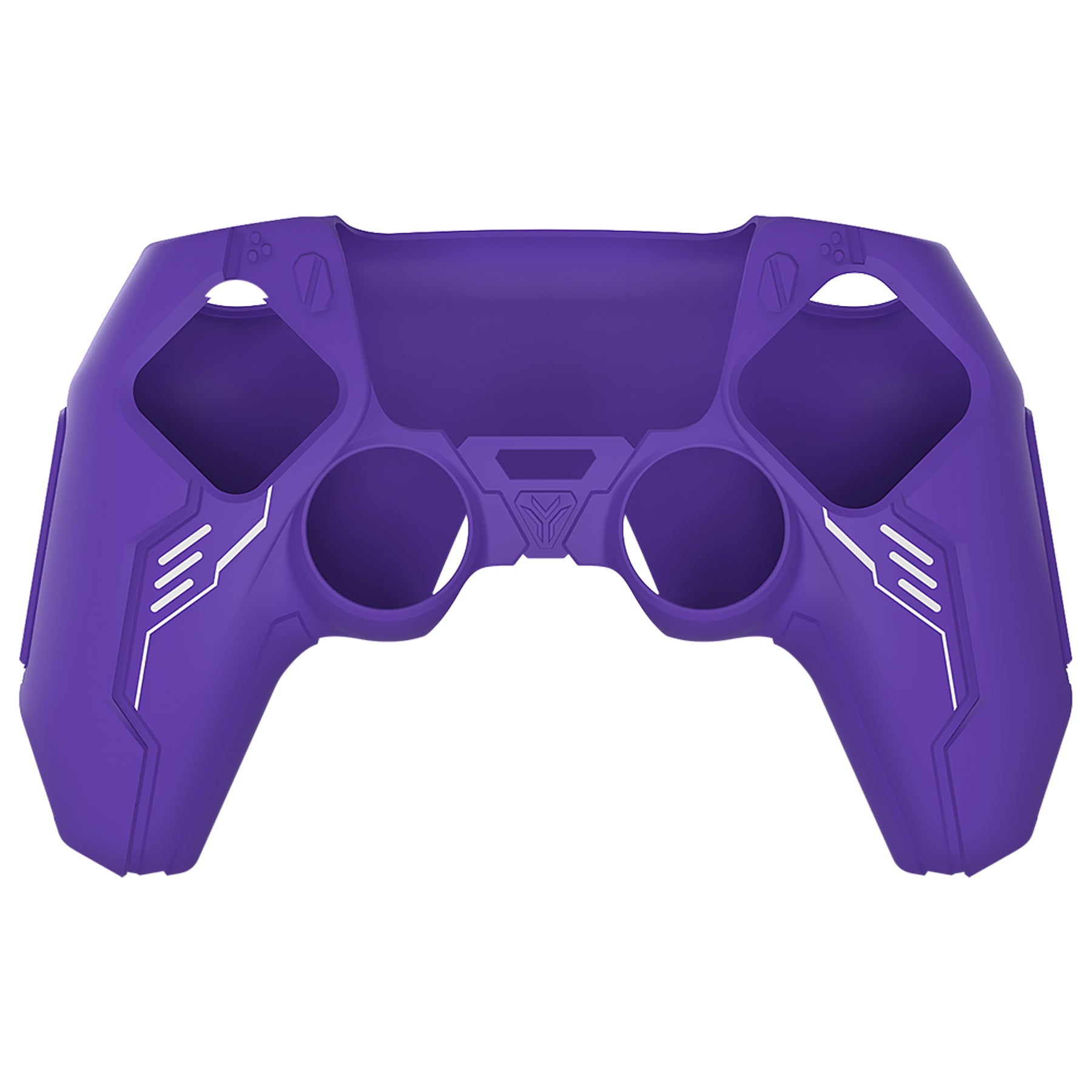 PlayVital Mecha Edition Anti-Slip Silicone Cover Skin with Matching Thumb Grips and Stickers for PS5 Wireless Controller - Compatible with Charging Station - Purple PlayVital