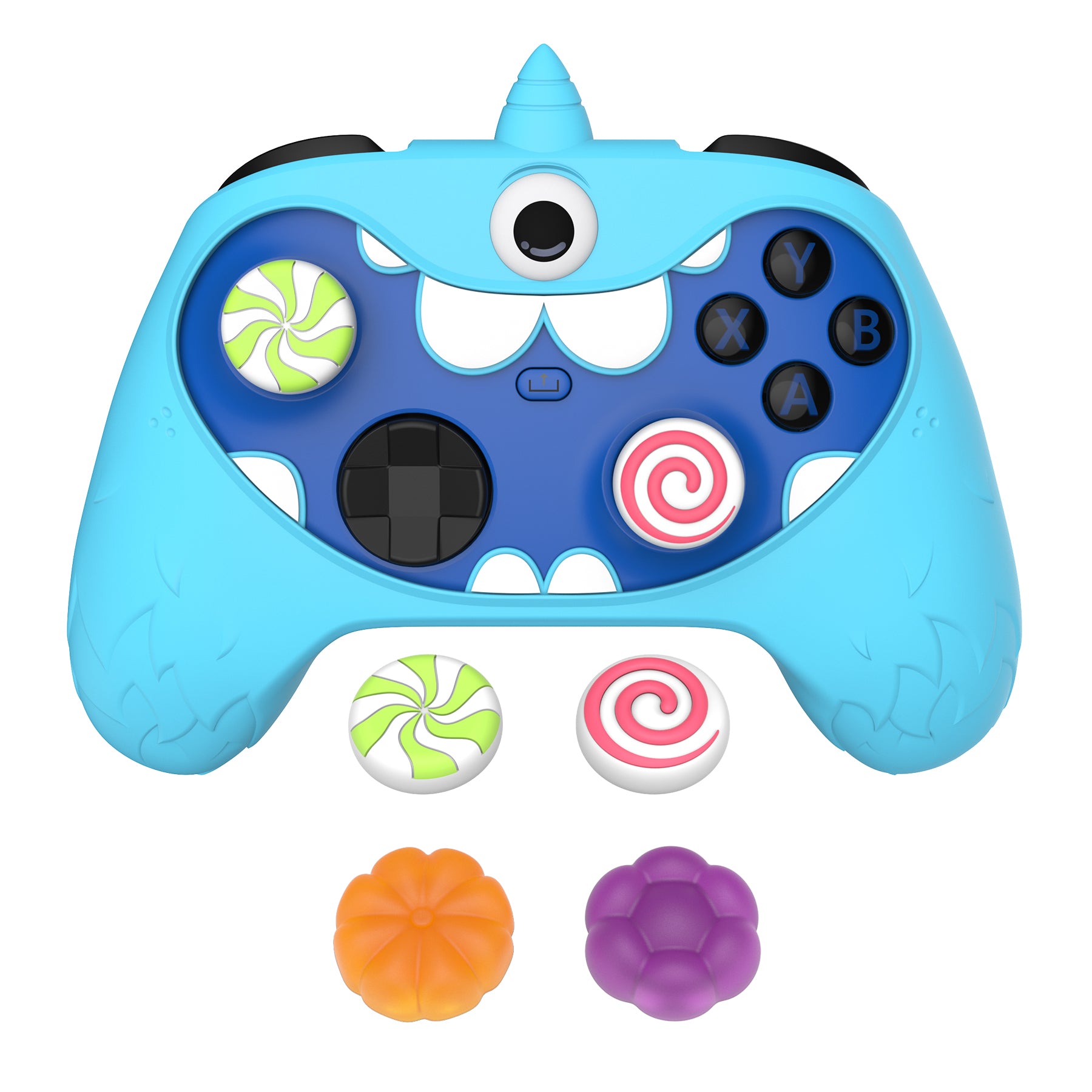 PlayVital MonoEye Monster Cute Silicone Cover with Thumb Grips Caps for Xbox Series X/S Controller - Blue PlayVital